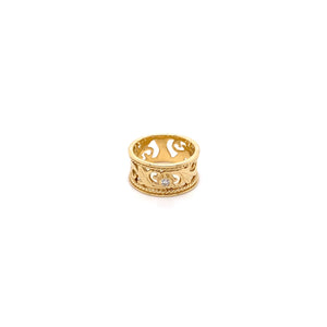 14ct Yellow Gold Filigree Ring with Diamond Center Stone
