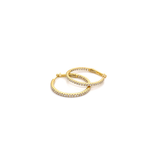 9ct Yellow Gold Diamond Hoop Earring