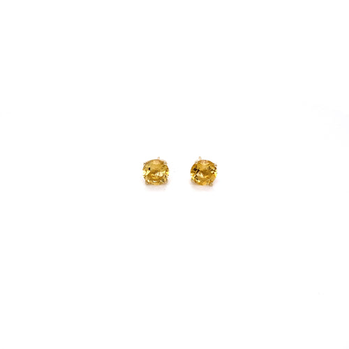 Round Citrine Stud Earring in 9ct Yellow Gold