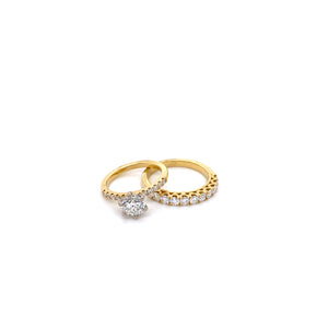 18ct Yellow Gold Diamond Engagement Ring & Wedder Set