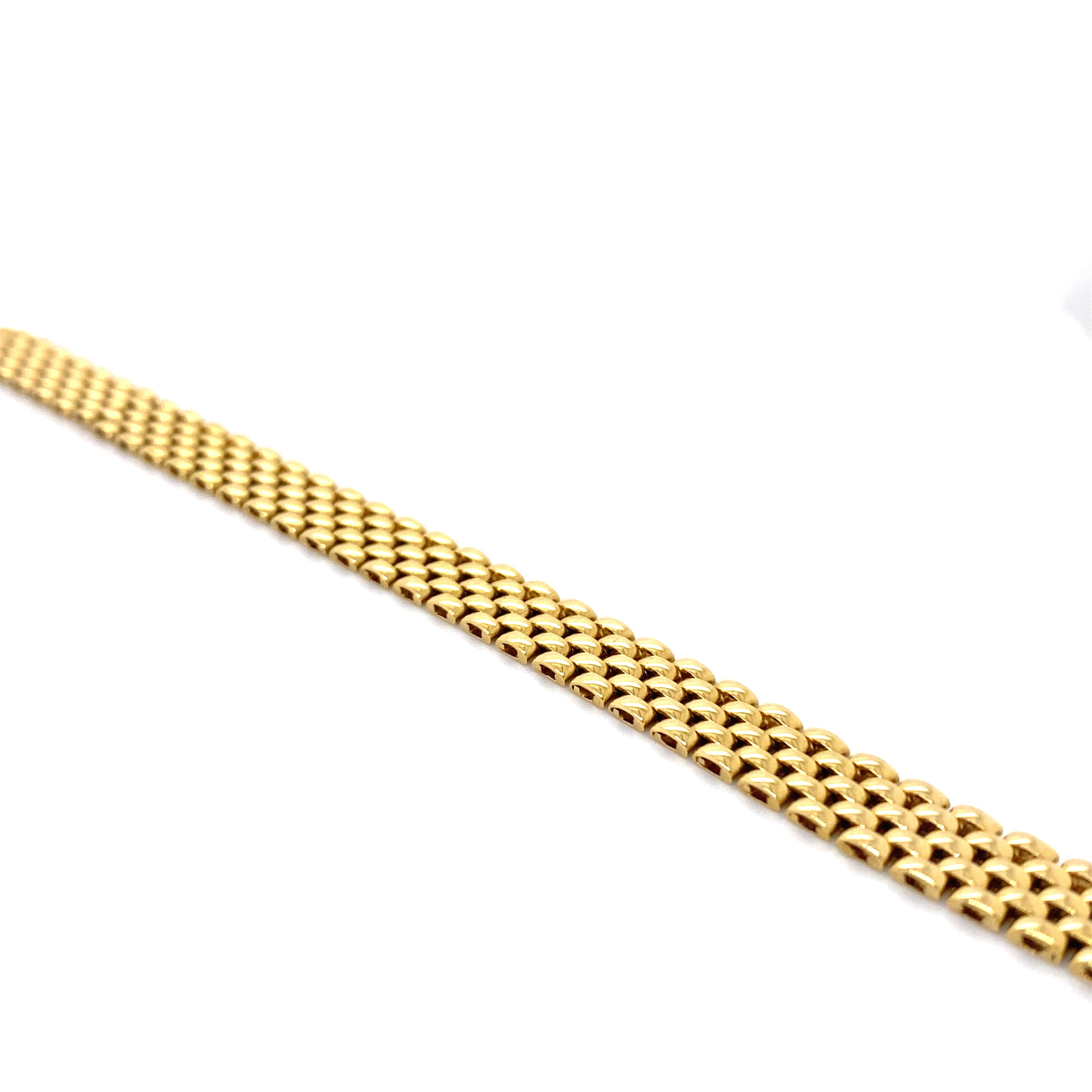 18ct Yellow Gold Italian Row Cartier Style Chain Bracelet – St